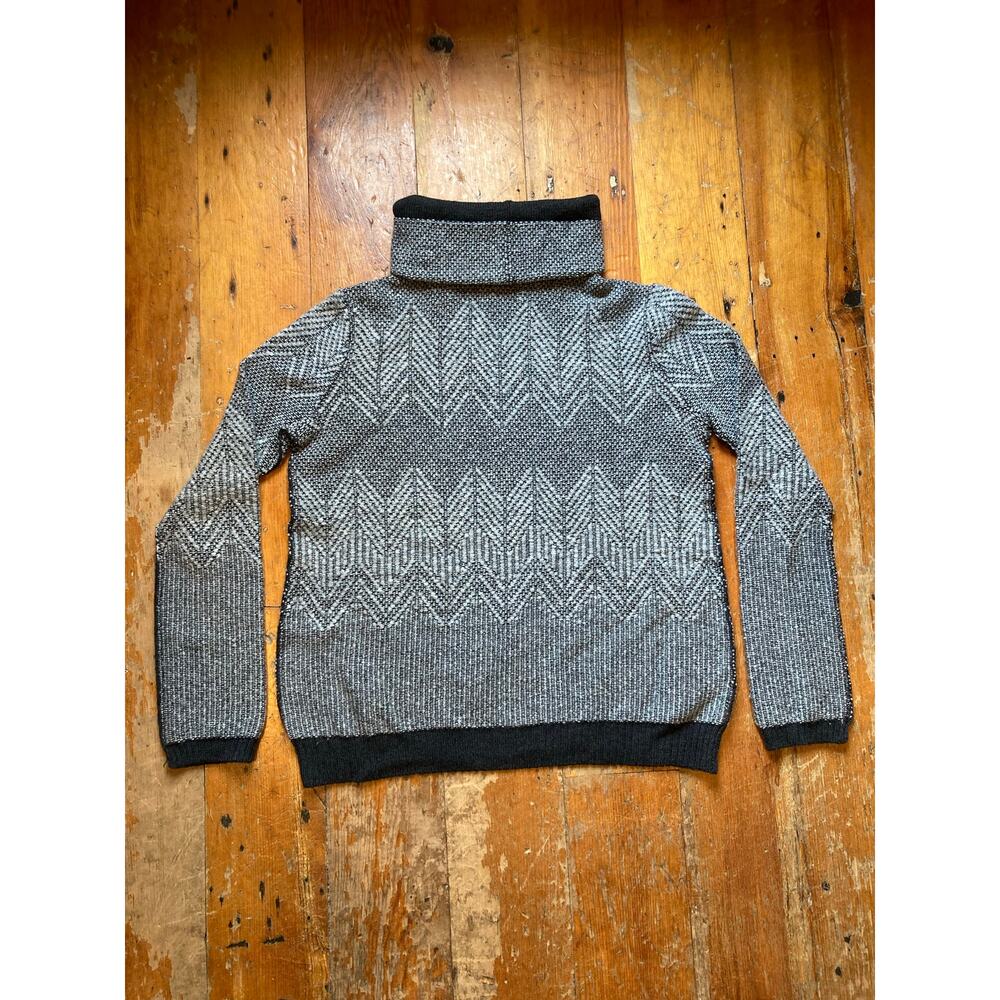 Super Soft Inhabit Merino Wool Turtleneck Sweater, Women’s M Grey/Gray Geometric